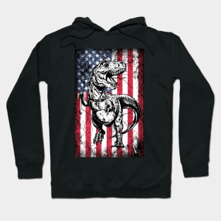 Patriotic T-Rex American Flag Hoodie